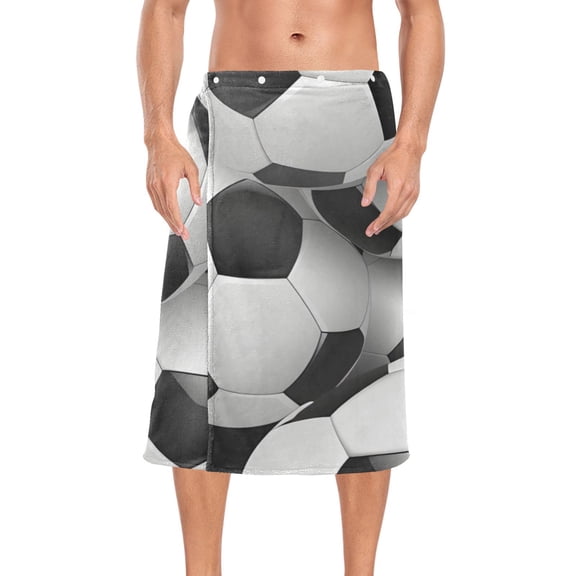 Footballs Full Bath Towel Wrap for Man Adjustable Shower Wrap Button Closure Body Towel for Sauna Gym