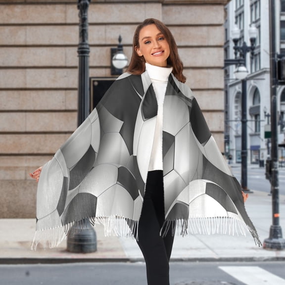 Footballs Full Winter Scarf for Women Fashion Warm Long Soft Blanket Scarves Gifts