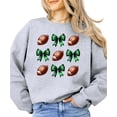 thumbnail image 1 of Footballs & Green Bows Sweatshirt for Women, Teens & Kids School Football Team Spirit Sweater Gray Sweatshirt Adult X-Large, 1 of 4