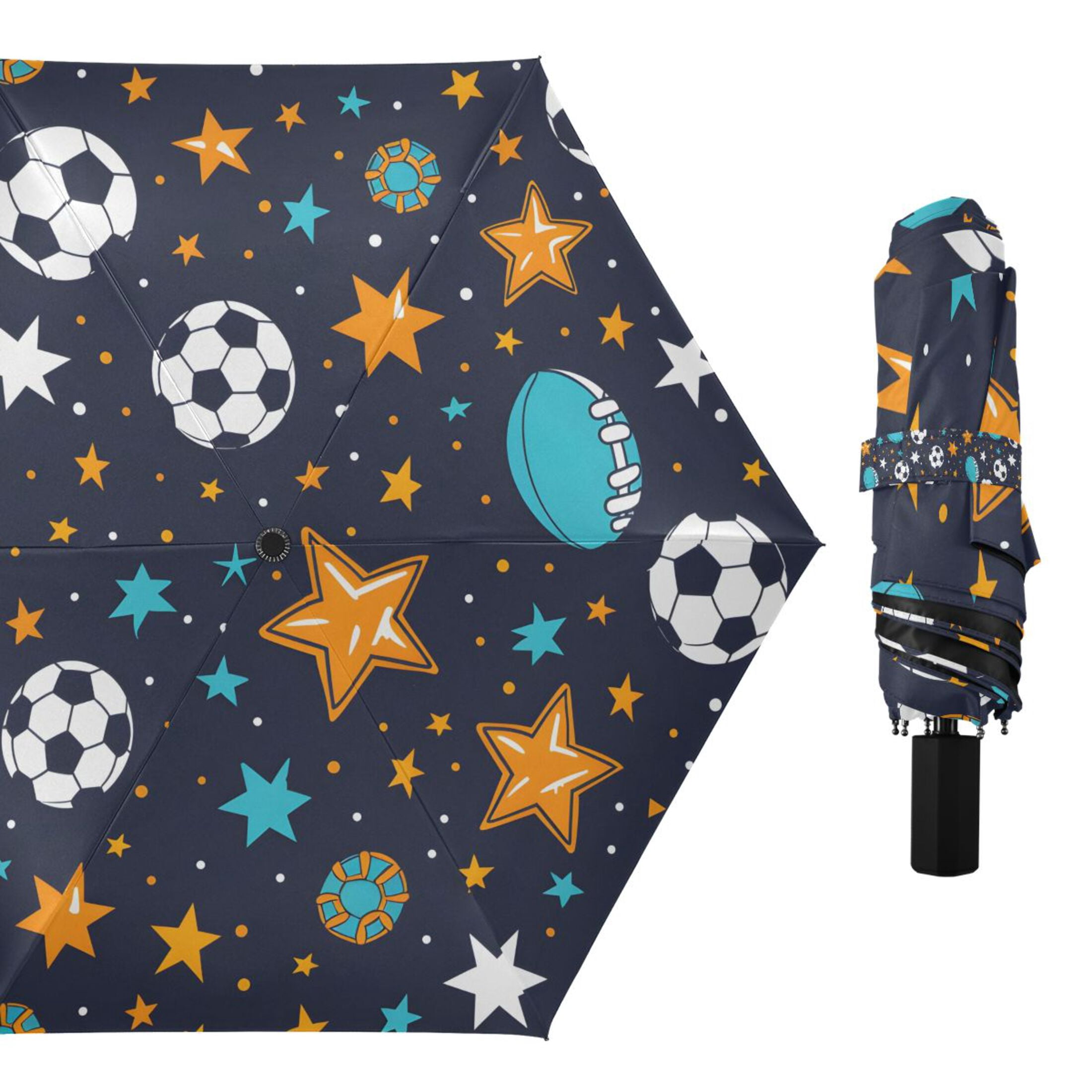 Footballs Star Rugby Compact Sun Umbrella Windproof Travel Umbrellas for Rain Strong Portable UV Protection