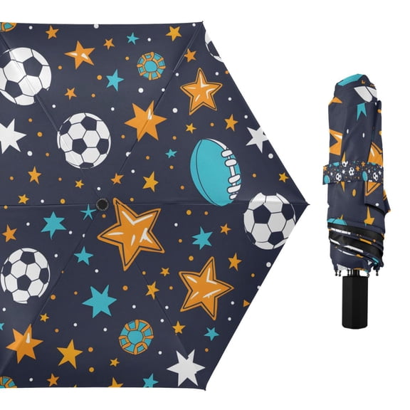 Footballs Star Rugby Compact Sun Umbrella Windproof Travel Umbrellas for Rain Strong Portable UV Protection