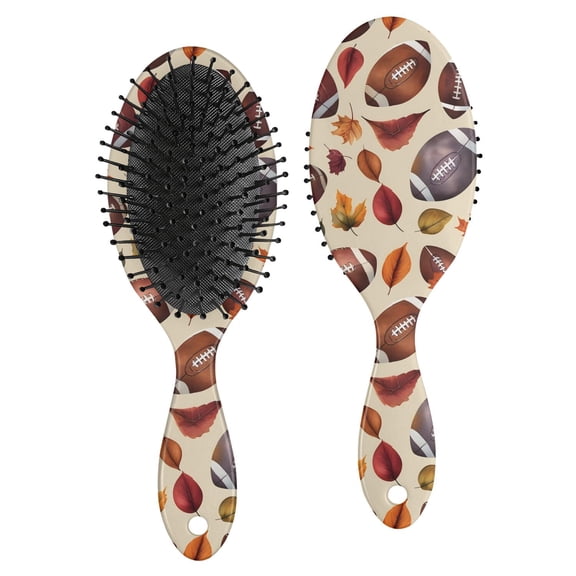 Footballs and Autumn Fall Leaves Pattern Hair Brush,Girls Detangling Hair Brush,Glide Through Tangles with Ease for Wet & Dry Hair
