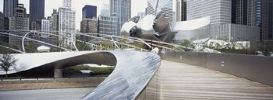 Footbridge in a park Millennium Park Chicago Illinois USA Canvas Art - Panoramic Images (36 x 13)