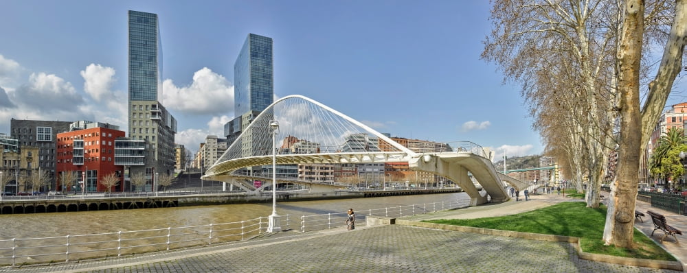 Footbridge over a river Zubizuri Nervion River Bilbao Spain Canvas Art - Panoramic Images (6 x 15)