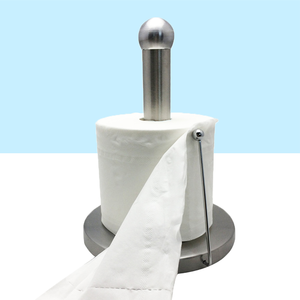 Bathroom Toilet Paper Holder Stand with Foot Pedal and Towel Rack - Space-Saving Bathroom Organizer for Home