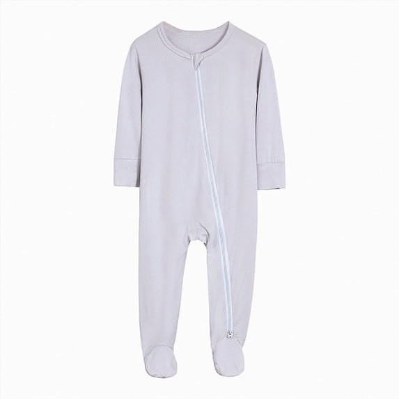 Footed Long Sleeve Baby Pajamas With Zipper Cotton Infant Sleepers