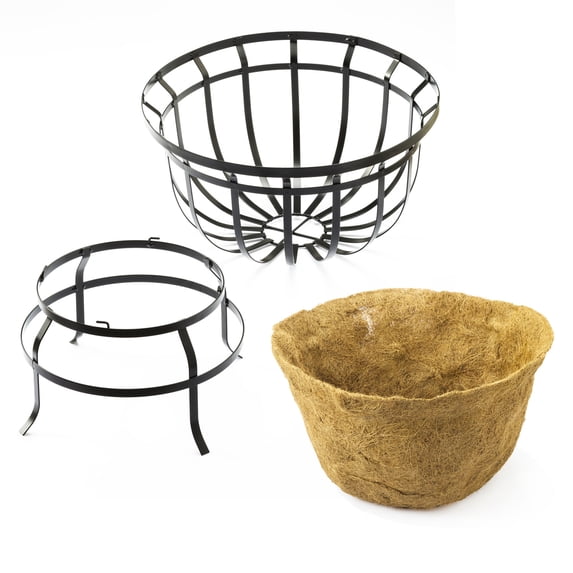 Footed Metal Basket Planter with Coco Liner