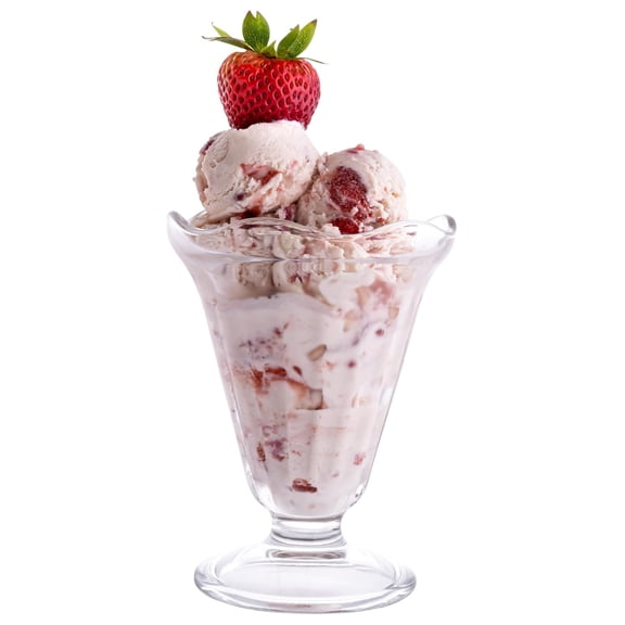 Footed Milkshake Glasses, Set of 6 - 7.5oz Sundae Glasses - Thick Glass Dessert Cups - Dishwasher Safe Ice Cream Bowls - Classic Parlor Style