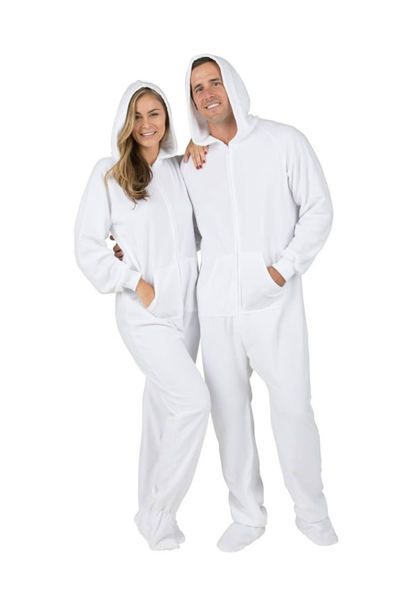 - Arctic White Adult Hoodie Fleece One Piece - Adult - Small (Fits 5'5 - 5'7")