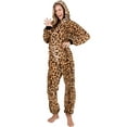 thumbnail image 1 of Footed Pajamas - Cheetah Spots Adult Hoodie Footless Chenille One Piece (Adult - XLarge (Fits 6'4 - 6'7")), 1 of 3