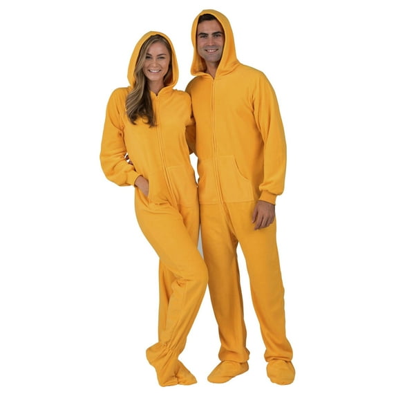 Footed Pajamas - Creamsicle Adult Hoodie Fleece One Piece - Adult - Medium (Fits 5'8 - 5'11")