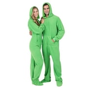 Footed Pajamas - Emerald Green Adult Hoodie Fleece One Piece - Adult - Small Fits 5'5 - 5'7"