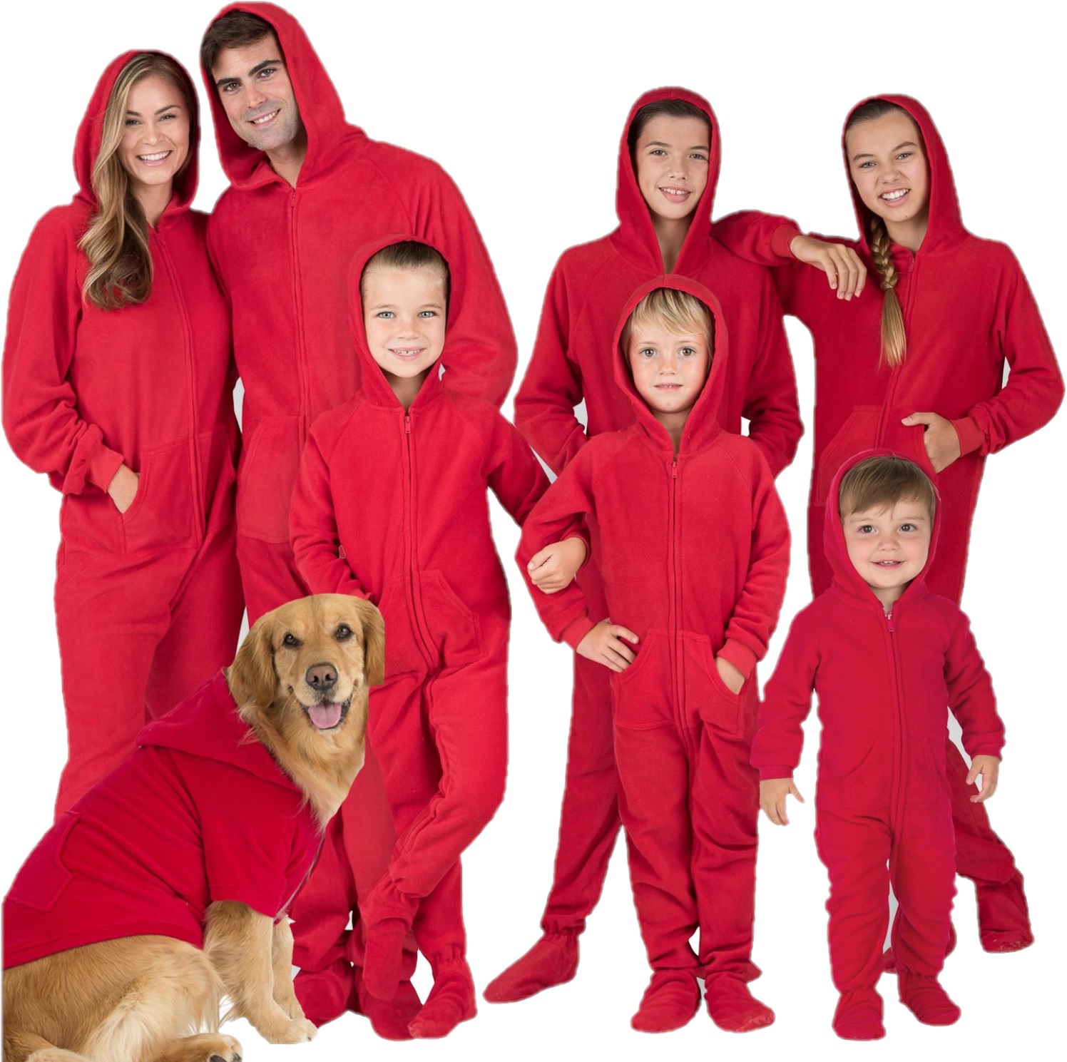 Footed Pajamas - Family Matching Chilli Red Hoodie One Pieces for Boys, Girls, Men, Women and Pets - Adult - Medium Plus/Wide (Fits 5'8 - 5'11") - image 1 of 7