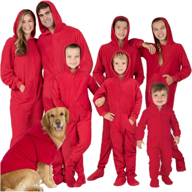 Footed Pajamas - Family Matching Chilli Red Hoodie One Pieces for Boys, Girls, Men, Women and Pets - Adult - Medium Plus/Wide (Fits 5'8 - 5'11")