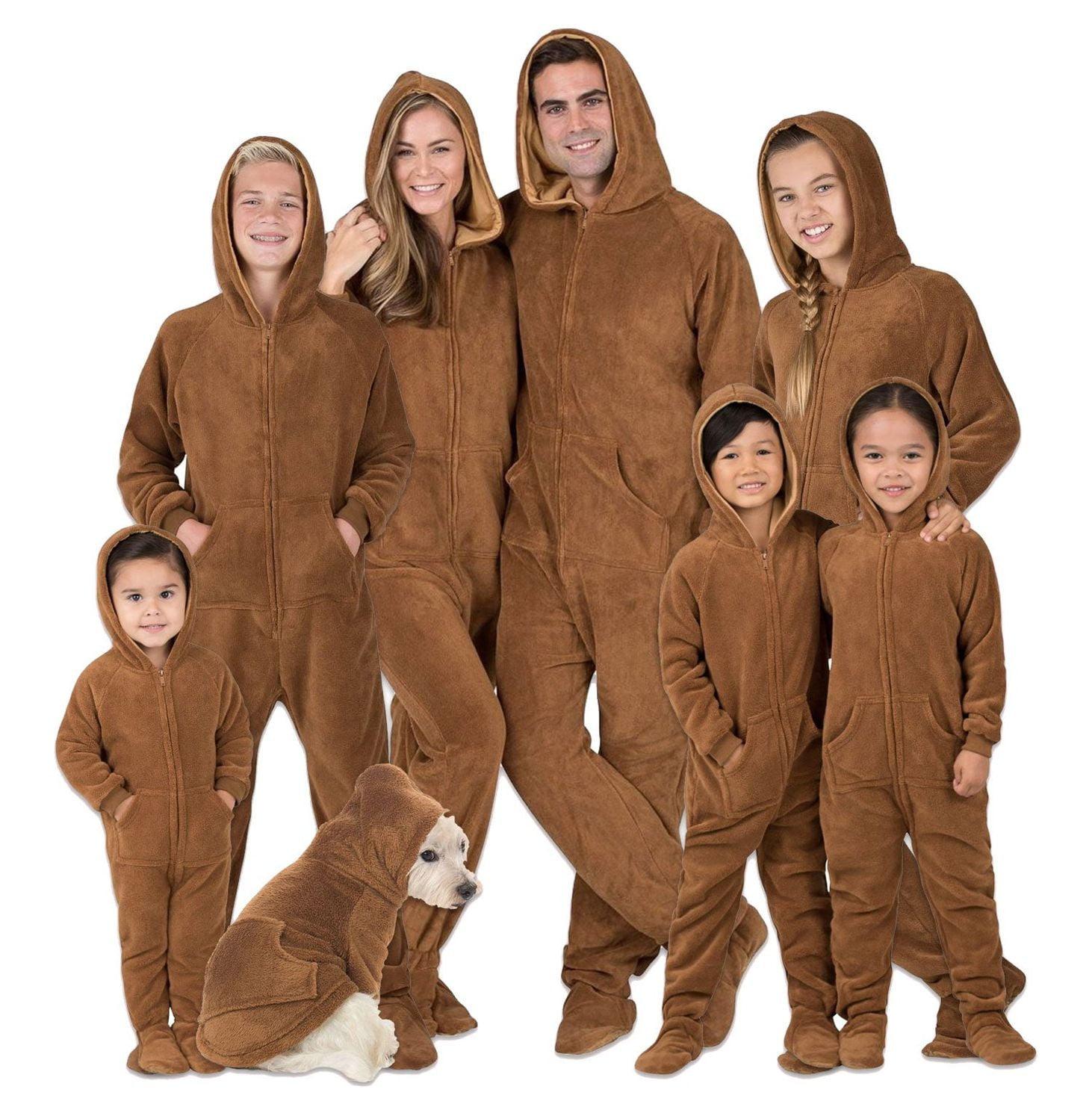 Footed Pajamas - Family Matching Chocolate Brown Hoodie One Pieces for  Boys, Girls, Men, Women and Pets - Toddler - Large (Fits 3'4 - 3'6)
