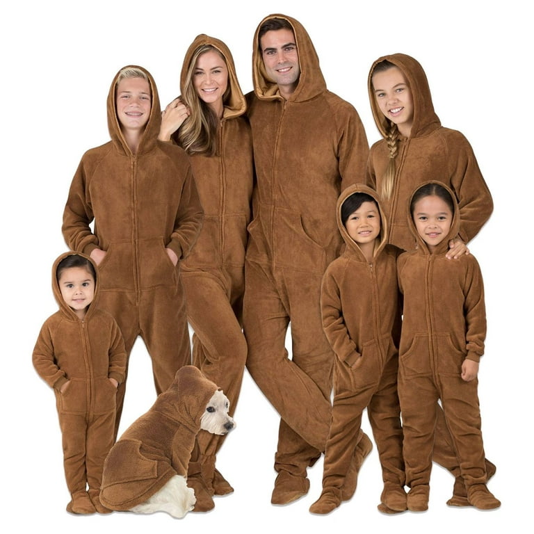 Footed Pajamas - Family Matching Chocolate Brown Hoodie One Pieces