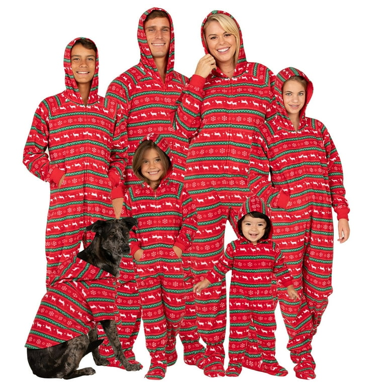 Footed Pajamas Family Matching Classic Xmas Hoodie One Pieces