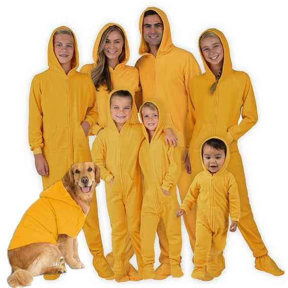 Footed Pajamas - Family Matching Orange Hoodie One Pieces for Boys, Girls, Men, Women and Pets - Kids - XSmall (Fits 3'10 - 4'1")