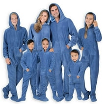 Footed Pajamas - Family Matching Sea Blue Hoodie One Pieces for Boys, Girls, Men, Women and Pets - Kids - Small (Fits 4'2 - 4'5")