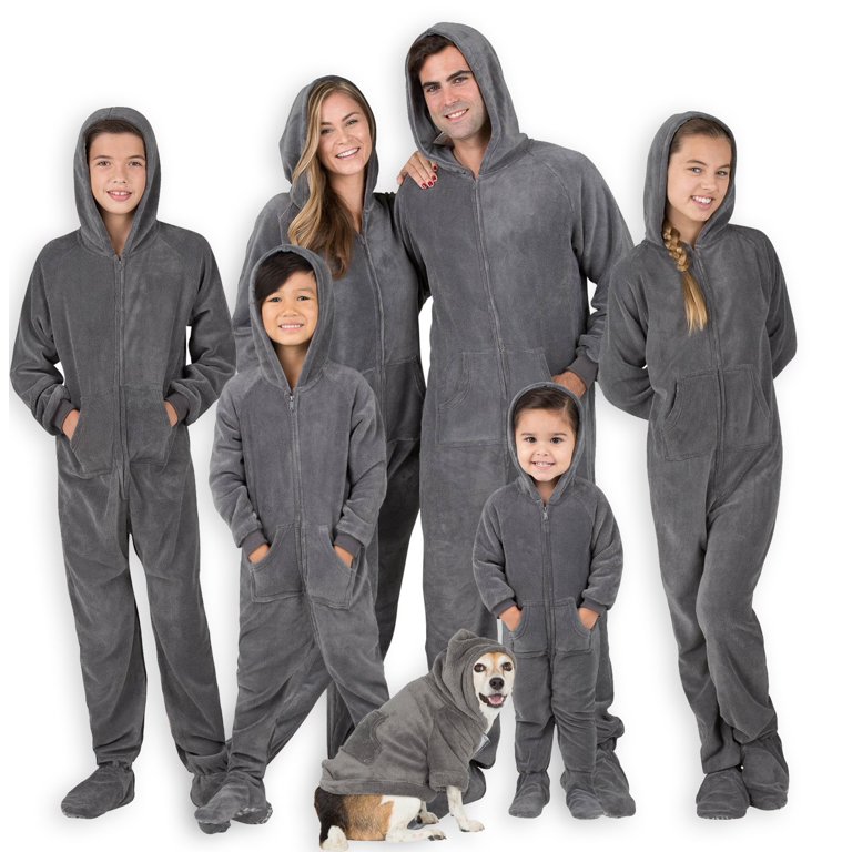 Footed Pajamas - Family Matching Shadow Gray Hoodie One Pieces for Boys,  Girls, Men, Women and Pets - Adult - Large (Fits 6'0 - 6'4)