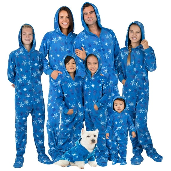 Footed Pajamas - Family Matching Snow Blizzard Day Hoodie One Pieces for Boys, Girls, Men, Women and Pets - Adult - Large Plus/Wide (Fits 5'11 - 6'4")