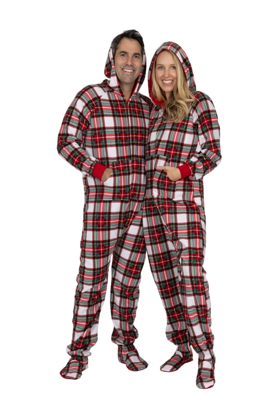 - Festive Plaid Adult Hoodie Fleece One Piece - Adult - Double XL/Wide (Fits 6'4 - 7'0")
