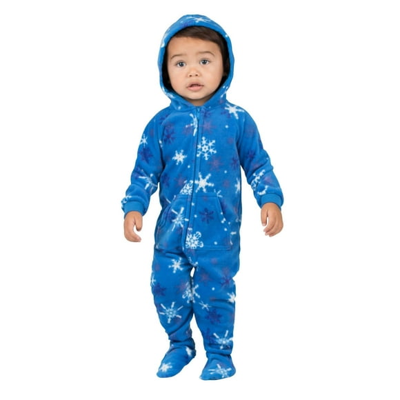 Footed Pajamas - Its A Snow Day Infant Hoodie Fleece One Piece - Infant - Small (Fits 0 - 3mos.)