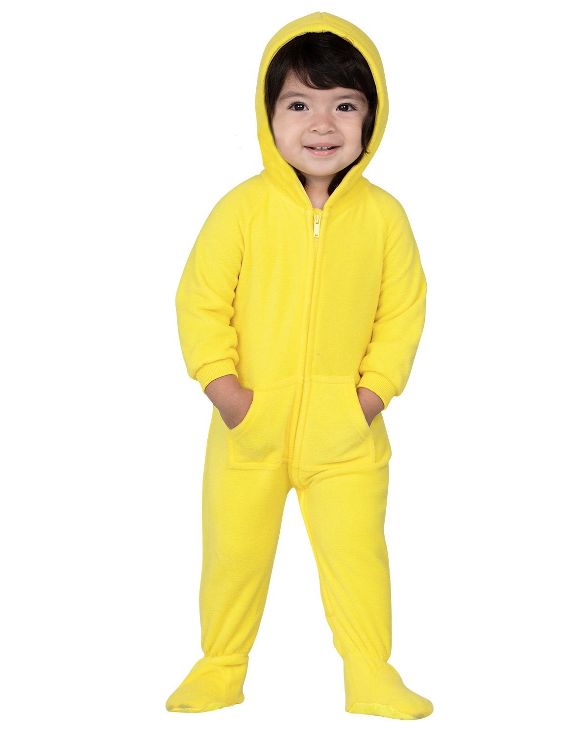 Footed Pajamas Lemon Yellow Infant Hoodie Fleece One Piece Infant