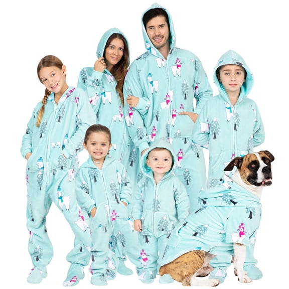 Footed Pajamas - Winter Llamas Adult Hoodie Chenille One Piece - Adult - Small2X/Dbl Wide (Fits 5'3 - 5'6")