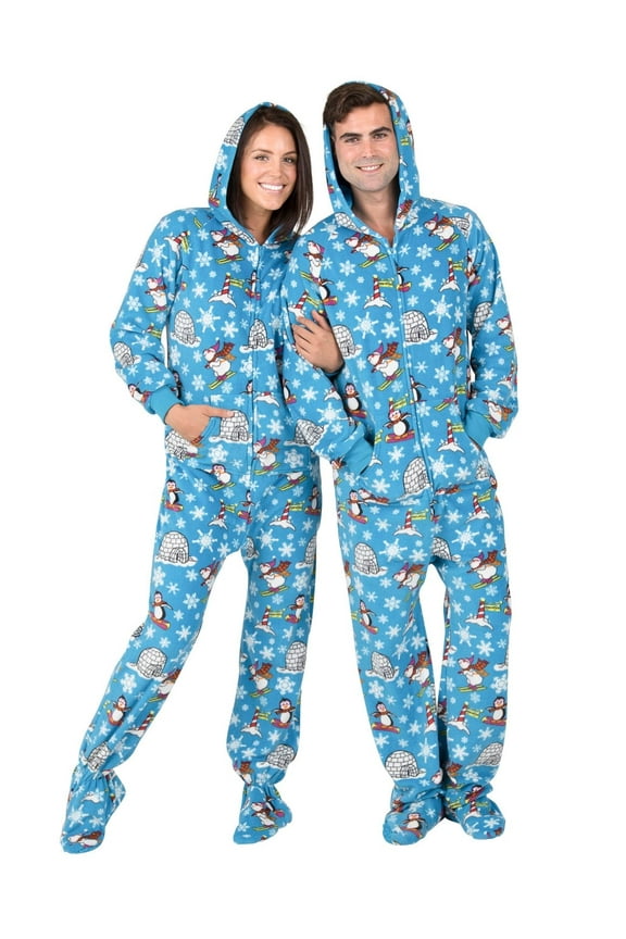 - Winter Wonderland Adult Hoodie Fleece One Piece - Adult - Medium (Fits 5'8 - 5'11")