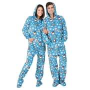 Footed Pajamas - Winter Wonderland Adult Hoodie Fleece One Piece - Adult - Small Plus/Wide Fits 53 - 56"