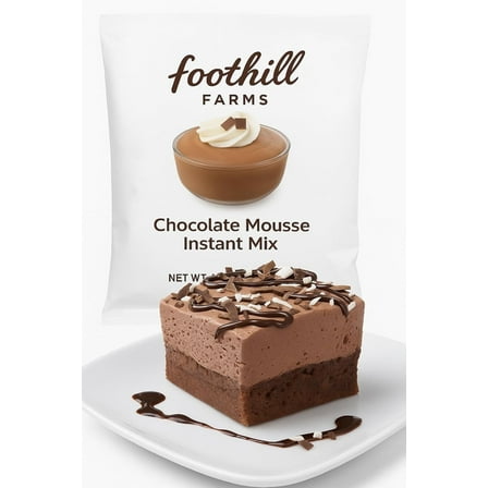 Foothill Farms Chocolate Mousse Instant Mix – 16 oz Pouch, Easy No-Bake Dessert, Rich & Creamy, 1-Pack