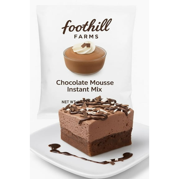 Foothill Farms Chocolate Mousse Instant Mix 16 oz Pouch, Easy No-Bake Dessert, Rich & Creamy, 2-Pack