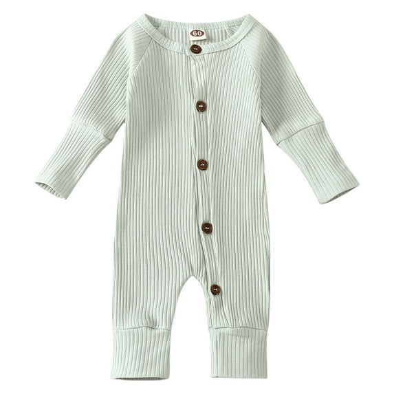 Footless Pajamas Baby Girl Baby Boys Footless Pajamas Romper Knit Ribbed Solid Comfortable Bodysuits Onesies Boy Light Green 12 Months-18 Months