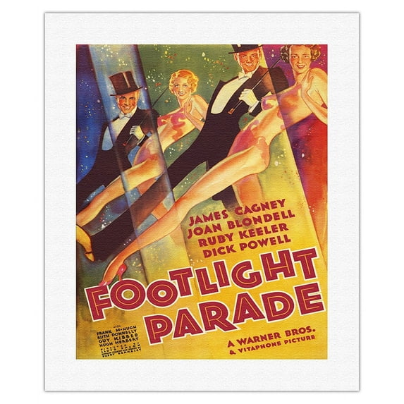 Footlight Parade - Starring James Cagney Joan Blondell Ruby Keeler and Dick Powell - Musical - Vintage Film Movie Poster c.1933 - Fine Art Rolled Canvas Print 16in x 20in