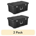 thumbnail image 1 of Footlocker, Heavy Duty Plastic Storage Container, with Handle and Wheels, Lockable, Black, 1 of 4