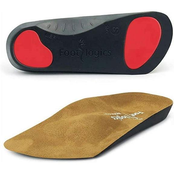 Footlogics 3/4 Length Orthotic Shoe Insoles with Built-in Raise for Ball of Foot Pain, Morton’s Neuroma, Flat Feet - Metatarsalgia - S (Men's 6-7.5, Women's 7.5-9)