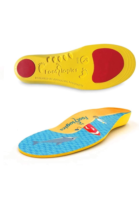 Fun Kids Orthotic Shoe Insoles with Arch Support for Children’s Heel Pain (Sever’s Disease), Growing Pains, Flat Feet - Children’s, Pair (Small Kids 11-13, Yellow)