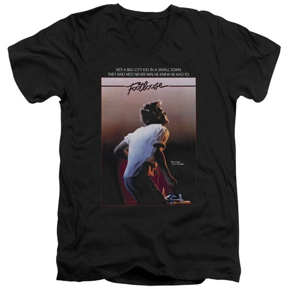 Footloose Poster Adult V-Neck T-Shirt 30/1 T-Shirt Black