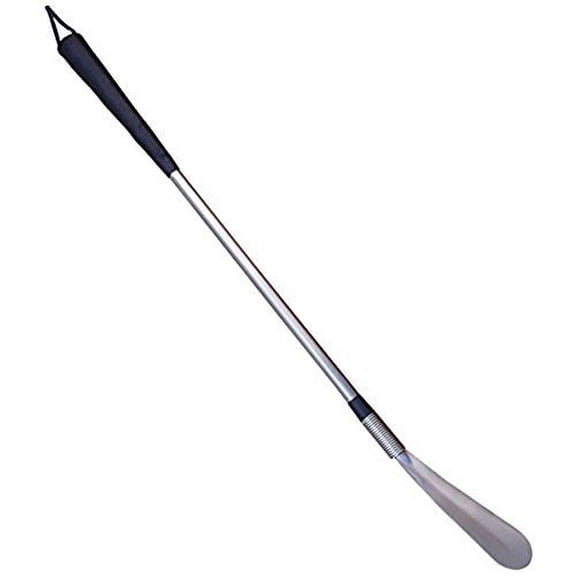 Footmatters Professional Long Handled Metal Shoe Horn Flex Spring End - Remove Shoes Without Bending Over - 24 in