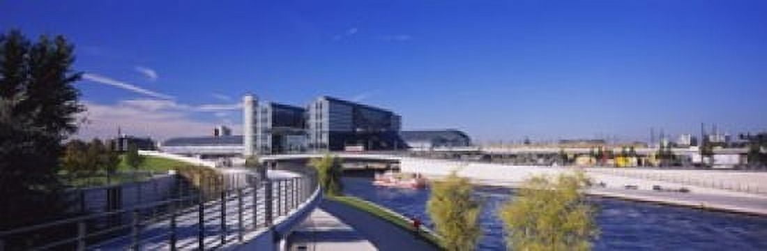 Footpath along a river Spree River Central Station Berlin Germany Canvas Art - Panoramic Images (18 x 6)