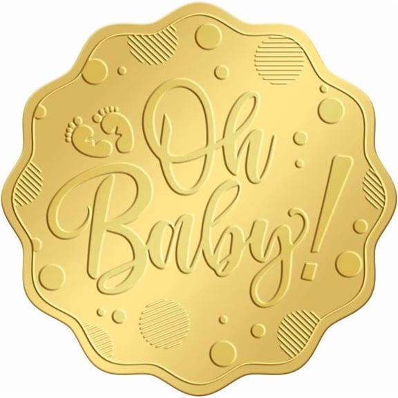 Footprint Baby Gold Embossed Envelope Seals Stickers 2 Inch 100pcs Foil Seals Adhesive Certificate Foil Seals Stickers Label for Wedding Invitations Gift Packaging Baby Shower