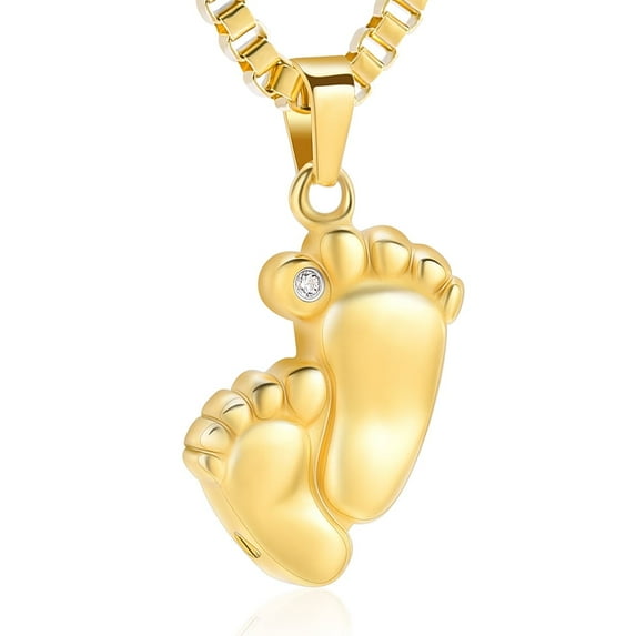 Footprint Cremation Urn Pendant Necklace for Ashes Stainless Steel Mini Urns Jewelry to Holder Ashes Urn Necklace