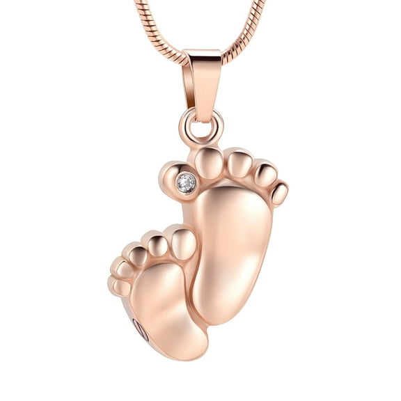 Footprint Cremation Urn Pendant Necklace for Ashes Stainless Steel Mini Urns Jewelry to Holder Ashes Urn Necklace