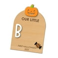 thumbnail image 1 of Footprint Plaque Decorative Board DIY Sign Wooden Milestone Tracker for Baby's First Halloween Announcement, 1 of 9