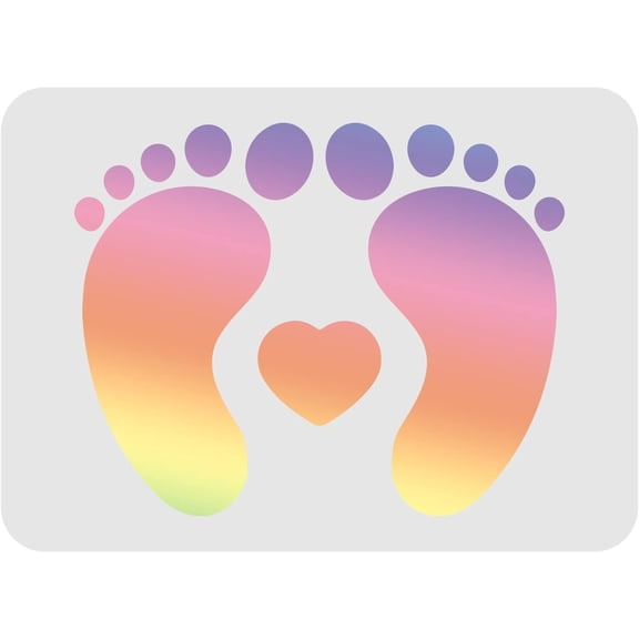 Footprint Stencil Template 11.6x8.3 inch Plastic Baby Shower Footprint Pattern Drawing Painting Stencils Rectangle Reusable Stencils for Painting on Wood Floor Wall and Tile
