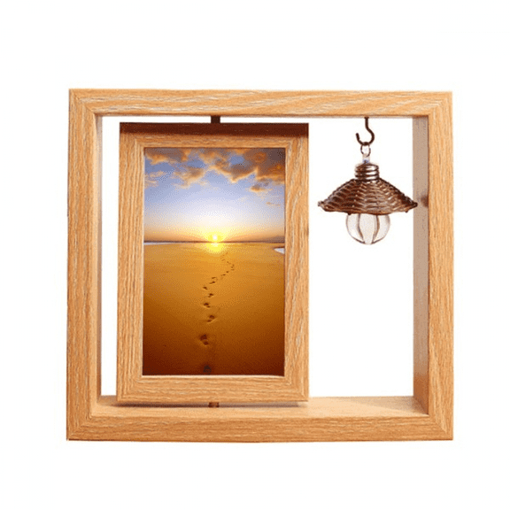 Footprint Sunset Silk Road Camel Desert Wooden Rotating Picture Photo Frame 4x6