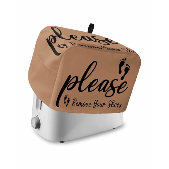 Footprint Toaster Cover 2 Slice, Small Kitchen Appliance Covers, Vintage Brown Black Please Remove Your Shoes Toaster Oven Cover with Loop, Bread Machine Cover Polyester Dust Cover Protection