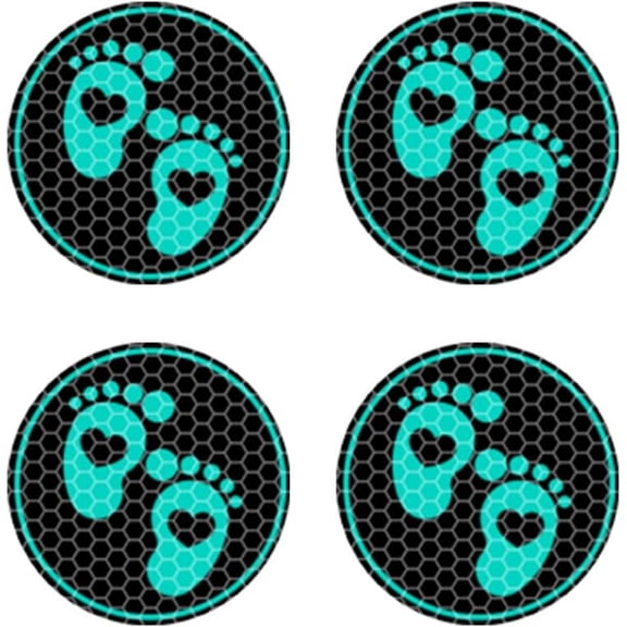 Footprint Wheel Hub Decals, Reflective Bumper Window Stickers