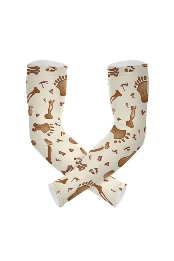 Footprints Bones Gardening Sleeves UV Sun Protection Cooling Arm Sleeves Anti-Scratch Farmers Sleeves for Women Men